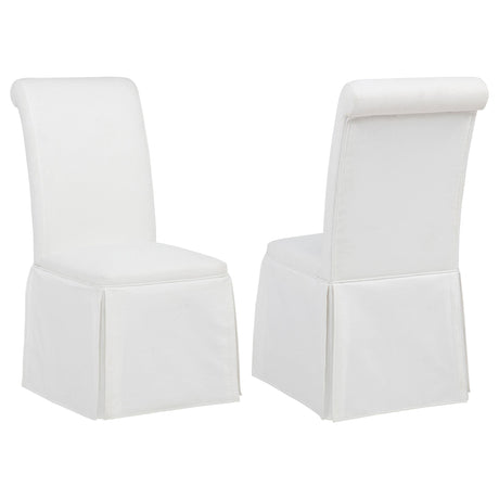  Coaster Furniture Shawna 193912WHT Set of 2 Upholstered Skirted Side Chair - White IMAGE 1
