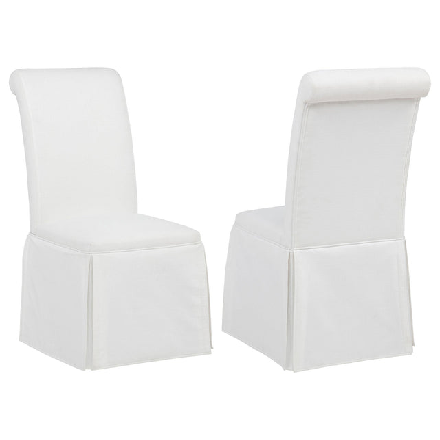  Coaster Furniture Shawna 193912WHT Set of 2 Upholstered Skirted Side Chair - White IMAGE 1