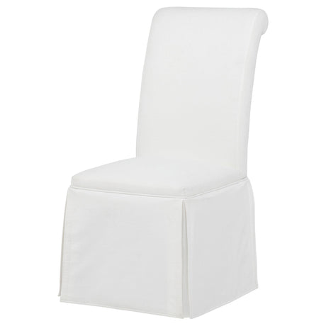  Coaster Furniture Shawna 193912WHT Set of 2 Upholstered Skirted Side Chair - White IMAGE 2
