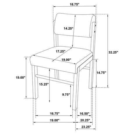  Coaster Furniture Kehoe 193922NAT Set of 2 Upholstered Dining Side Chair - Black/Natural Oak IMAGE 13