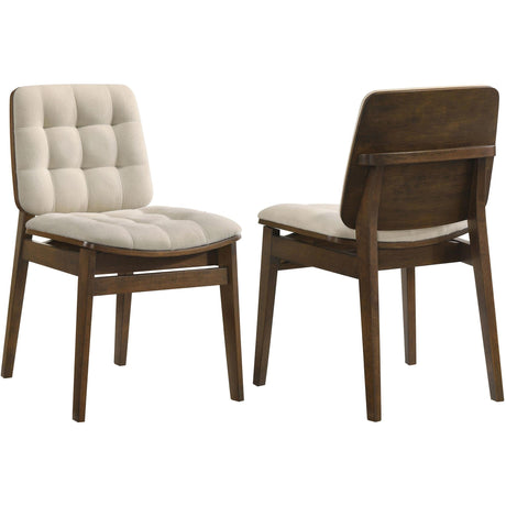  Coaster Furniture Redbridge 193952WAL Set of 2 Velvet Upholstered Side Chair - Cream/Walnut IMAGE 1