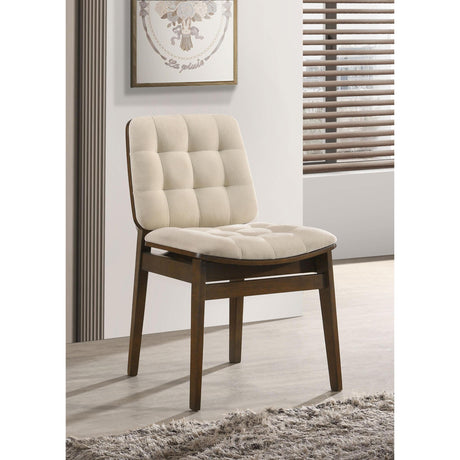  Coaster Furniture Redbridge 193952WAL Set of 2 Velvet Upholstered Side Chair - Cream/Walnut IMAGE 2