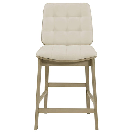  Coaster Furniture Redbridge 193959NAT Set of 2 Velvet Upholstered Counter Chair - Cream/Natural Oak IMAGE 5