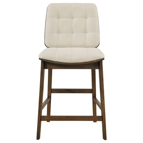  Coaster Furniture Redbridge 193959WAL Set of 2 Velvet Upholstered Counter Chair - Cream/Walnut IMAGE 6
