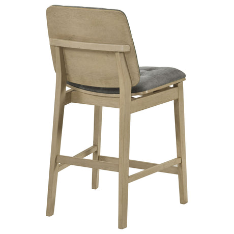  Coaster Furniture Redbridge 193969NAT Set of 2 Velvet Upholstered Counter Chair - Grey/Natural Oak IMAGE 4