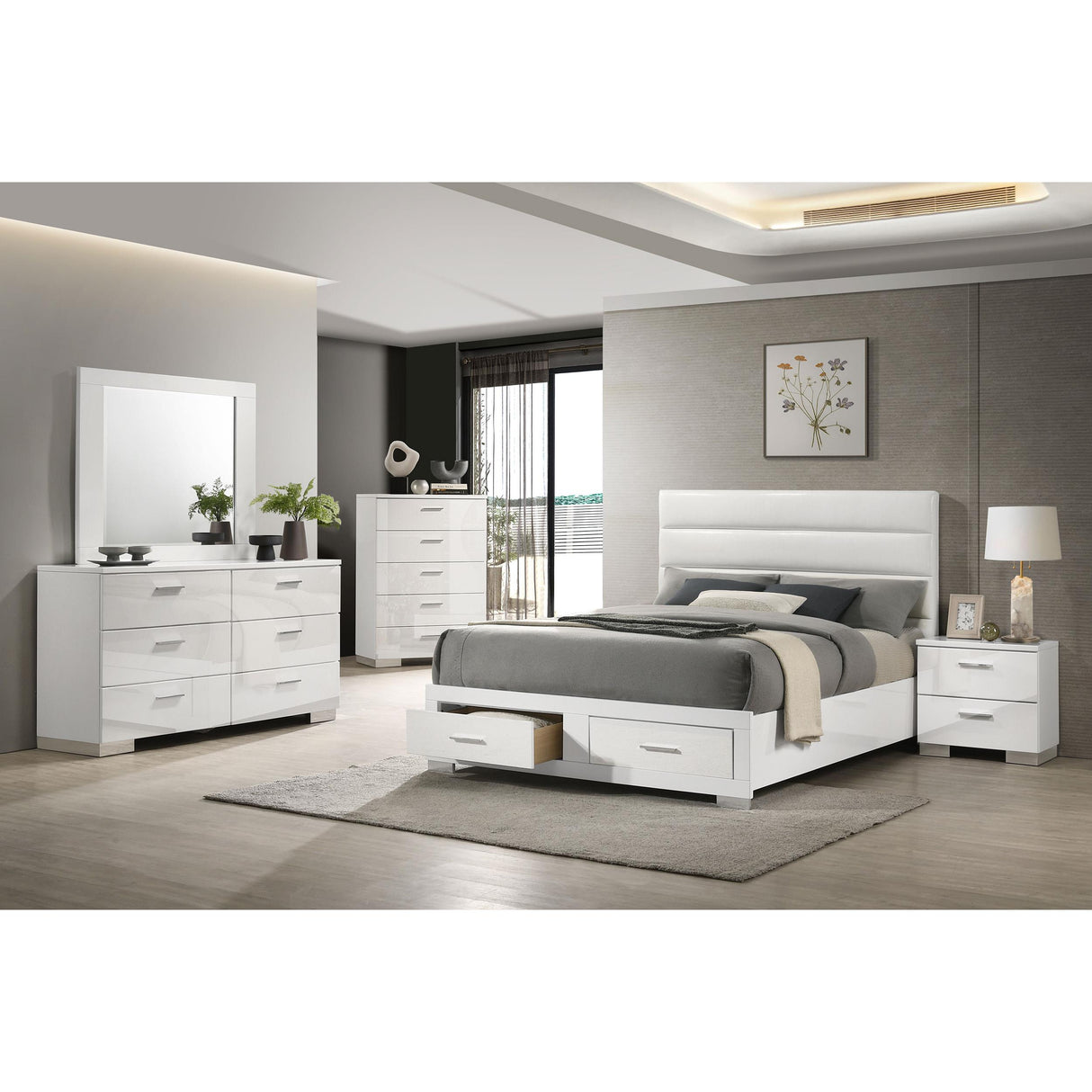  Coaster Furniture Felicity 203510KW California King Storage Bed - White High Gloss IMAGE 9