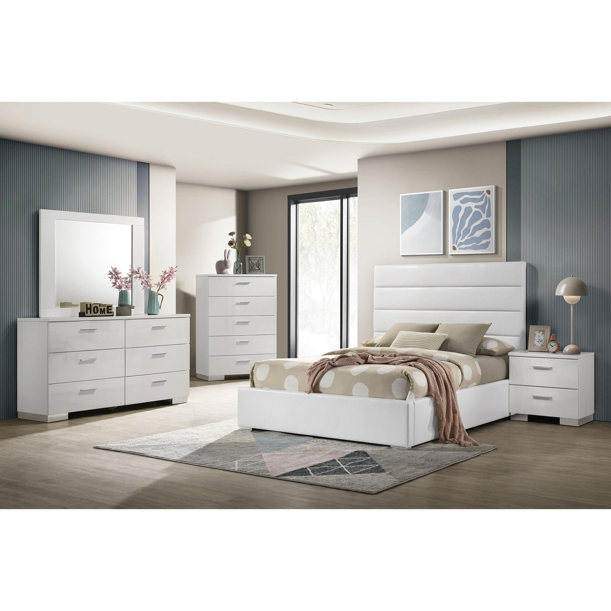  Coaster Furniture Felicity 203511F 53-inch Upholstered Full Platform Bed - White IMAGE 10