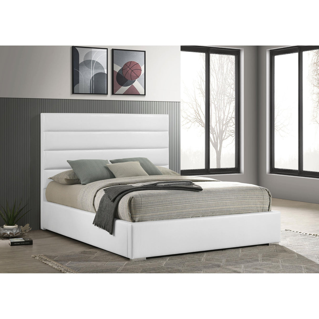  Coaster Furniture Felicity 203511KE 53-inch Upholstered Eastern King Platform Bed - White IMAGE 4
