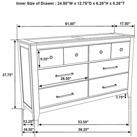  Coaster Furniture Hazlewood 207533 6-drawer Bedroom Dresser Cabinet - Vineyard Oak IMAGE 13