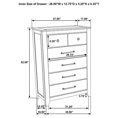  Coaster Furniture Hazlewood 207535 5-drawer Bedroom Chest - Vineyard Oak IMAGE 11