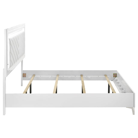  Coaster Furniture Cassia 215791KE Eastern King LED Panel Bed - White High Gloss IMAGE 3