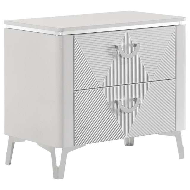  Coaster Furniture Cassia 215792 2-drawer Nightstand Bedside Table - White High Gloss IMAGE 1