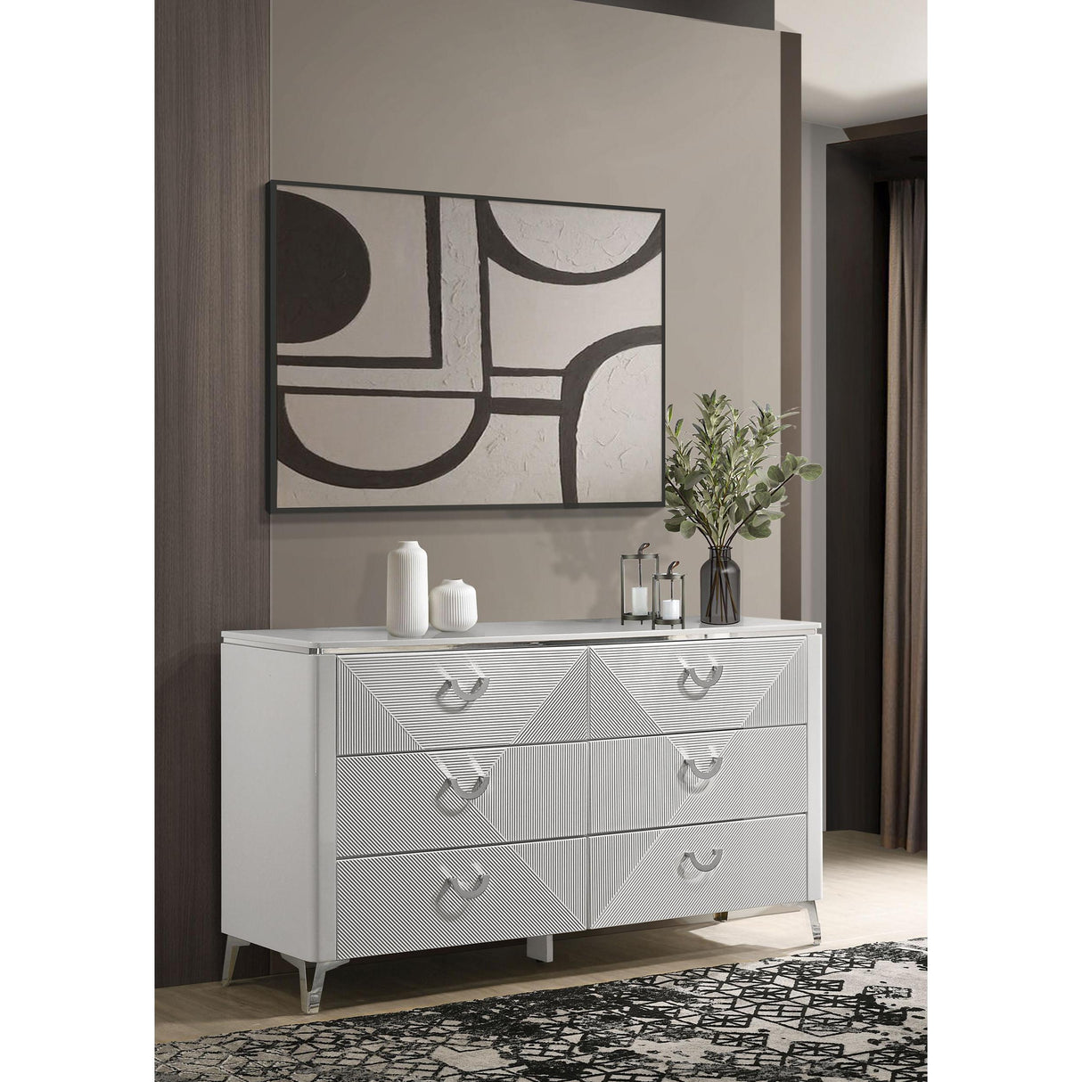  Coaster Furniture Cassia 215793 6-drawer Bedroom Dresser Cabinet - White High Gloss IMAGE 2