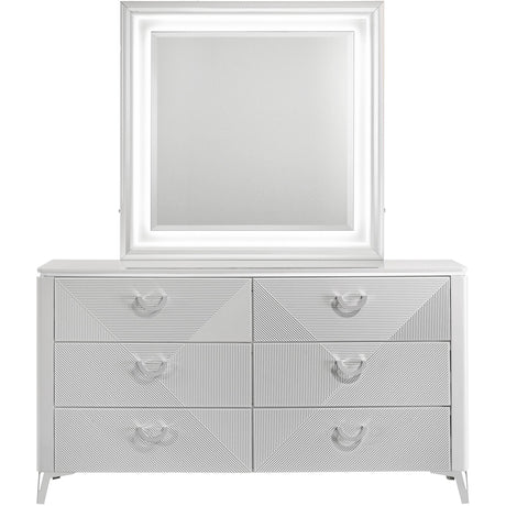 Coaster Furniture Cassia 215793M 6-drawer Dresser Cabinet with Mirror - White High Gloss IMAGE 3