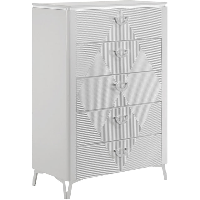  Coaster Furniture Cassia 215795 5-drawer Bedroom Chest - White High Gloss IMAGE 1