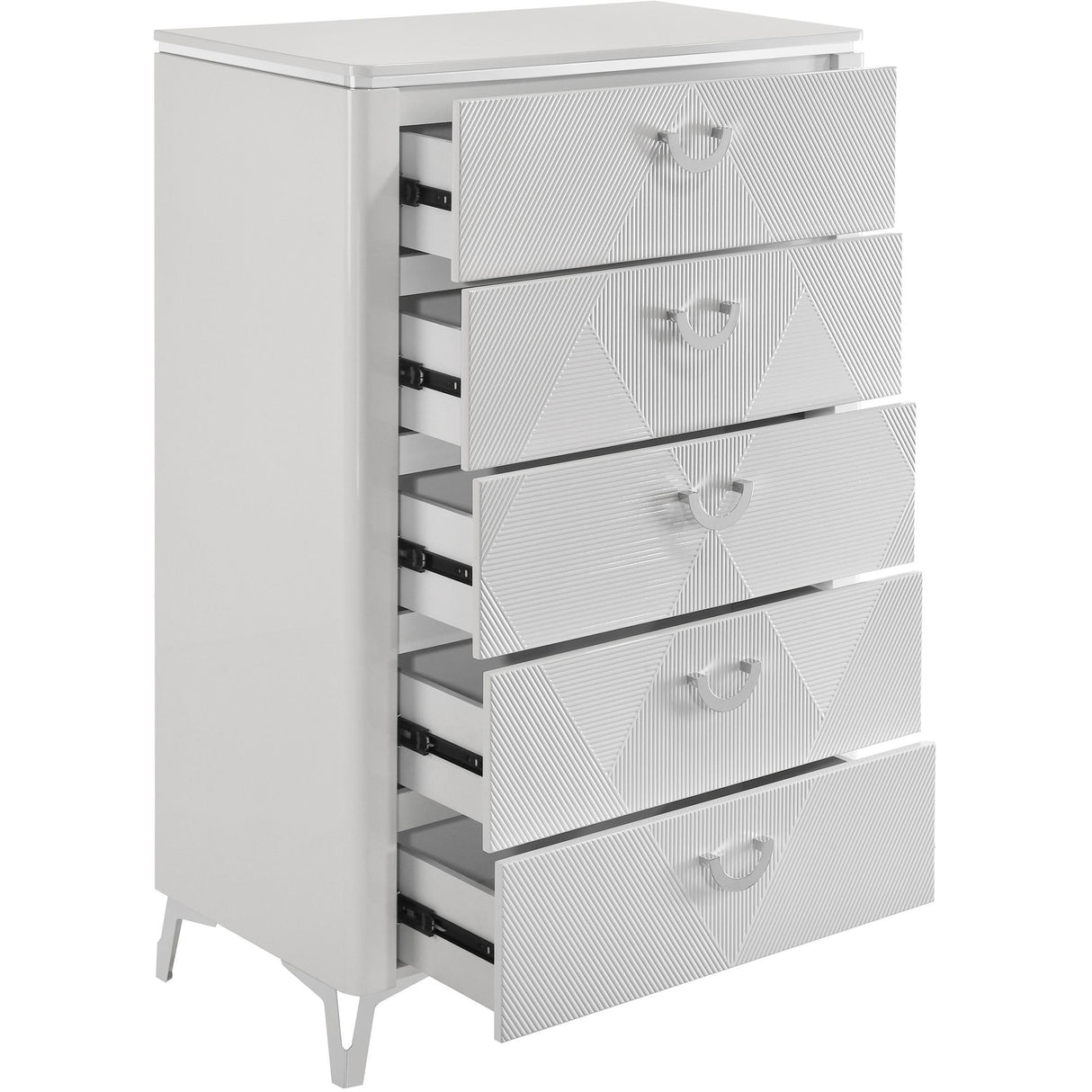  Coaster Furniture Cassia 215795 5-drawer Bedroom Chest - White High Gloss IMAGE 7