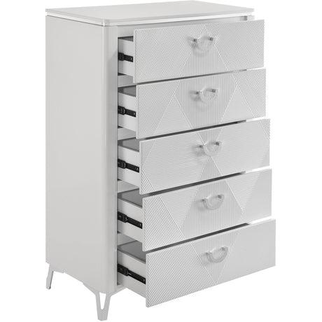  Coaster Furniture Cassia 215795 5-drawer Bedroom Chest - White High Gloss IMAGE 7