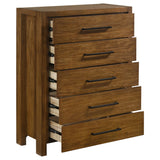  Coaster Furniture Adderley 215855 5-drawer Bedroom Chest - Warm Brown IMAGE 4