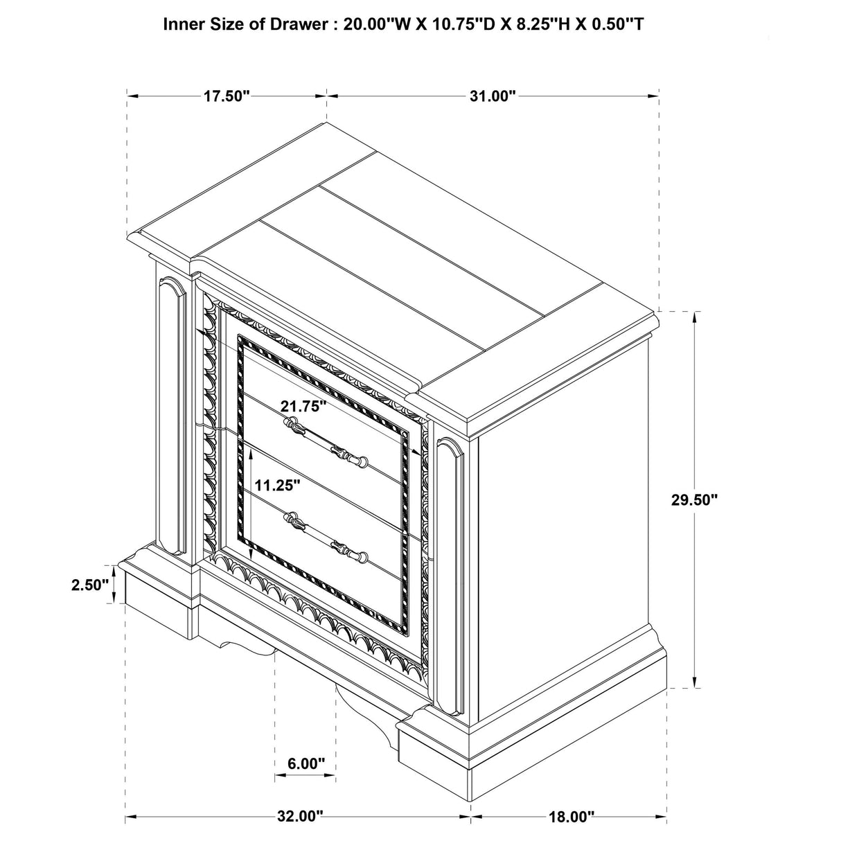  Coaster Furniture McKinney 215872 2-drawer Nightstand with Dual USB - Vintage White IMAGE 13