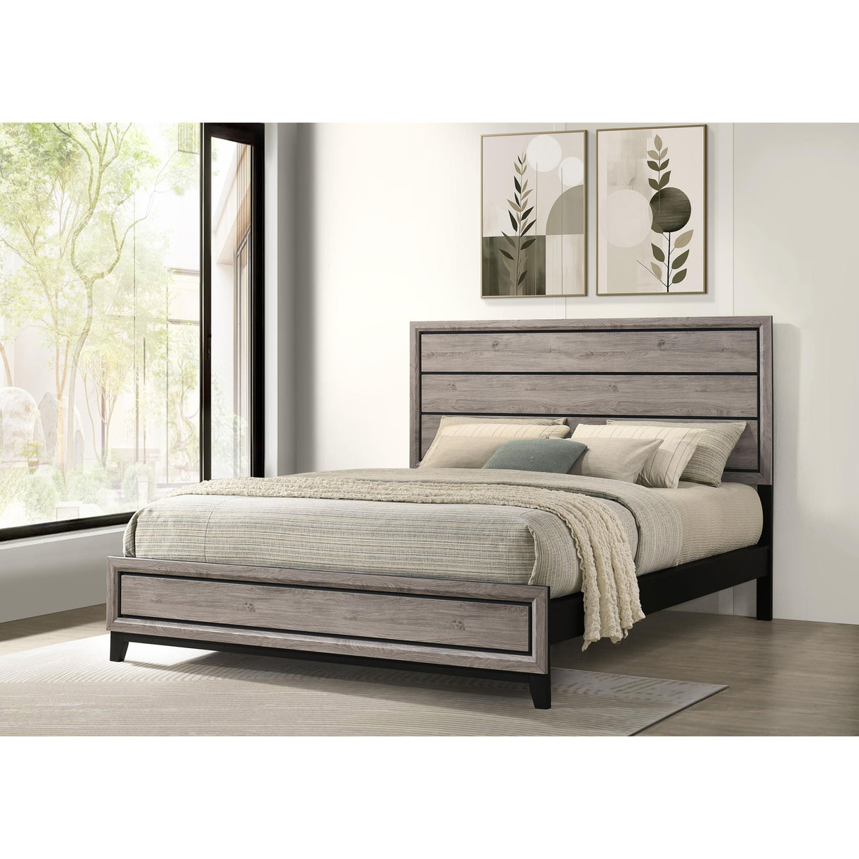 Coaster Furniture Valen 215911KW Wood California King Panel Bed - Light Taupe IMAGE 4