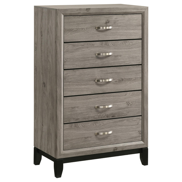  Coaster Furniture Valen 215915 5-drawer Bedroom Chest - Light Taupe IMAGE 1