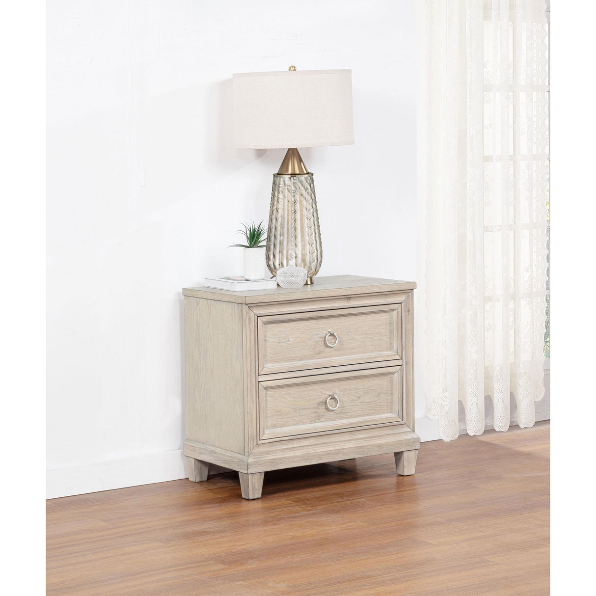  Coaster Furniture Pembroke 215922 2-drawer Nightstand Bedside Table - Washed Oak IMAGE 4