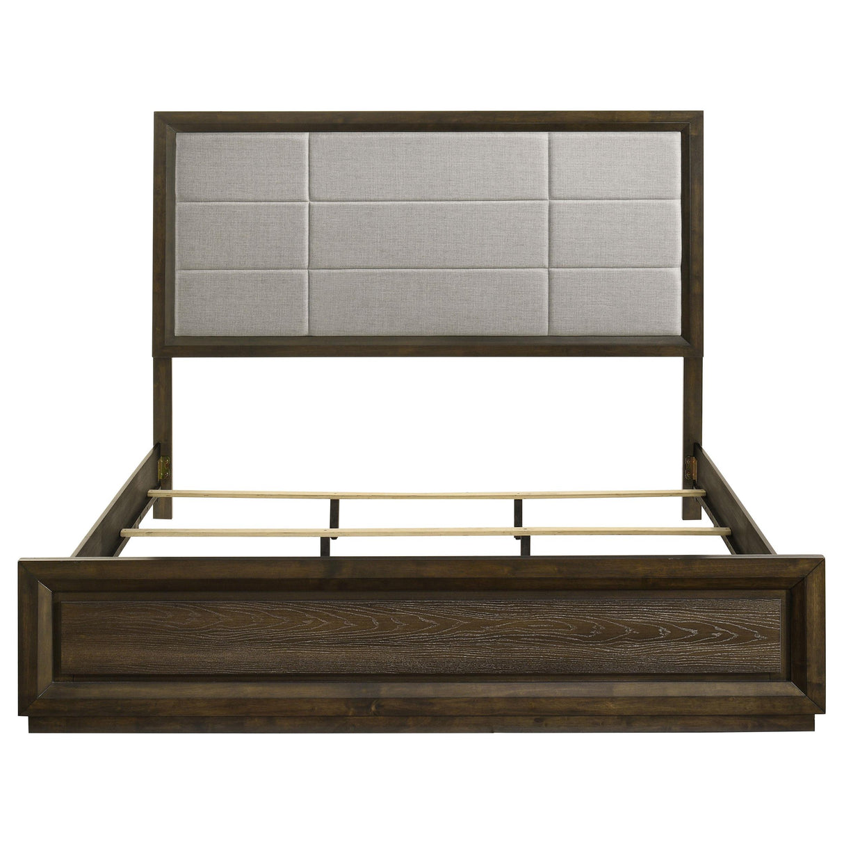  Coaster Furniture Atlas 215971KW 63-inch California King Upholstered Panel Bed - Grey/Dark Oak IMAGE 7