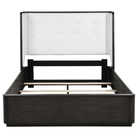  Coaster Furniture Leandro 222491Q 55-inch Queen Wingback Bed - Burnished Black IMAGE 2
