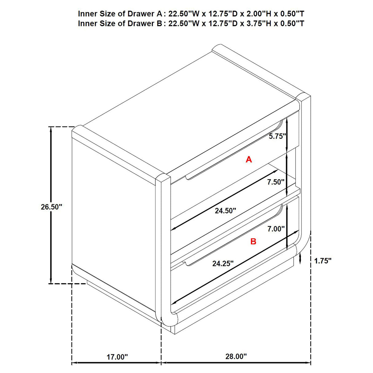  Coaster Furniture Leandro 222492 2-drawer LED Nightstand with USB - Burnished Black IMAGE 13