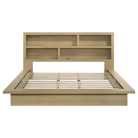  Coaster Furniture Hendricks 222650KE Eastern King Bookcase Headboard Platform Bed - Light Oak IMAGE 3