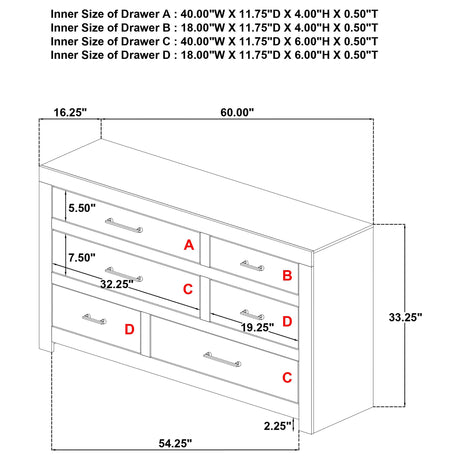  Coaster Furniture Hendricks 222653 6-drawer Bedroom Dresser Storage Cabinet - Light Oak IMAGE 10