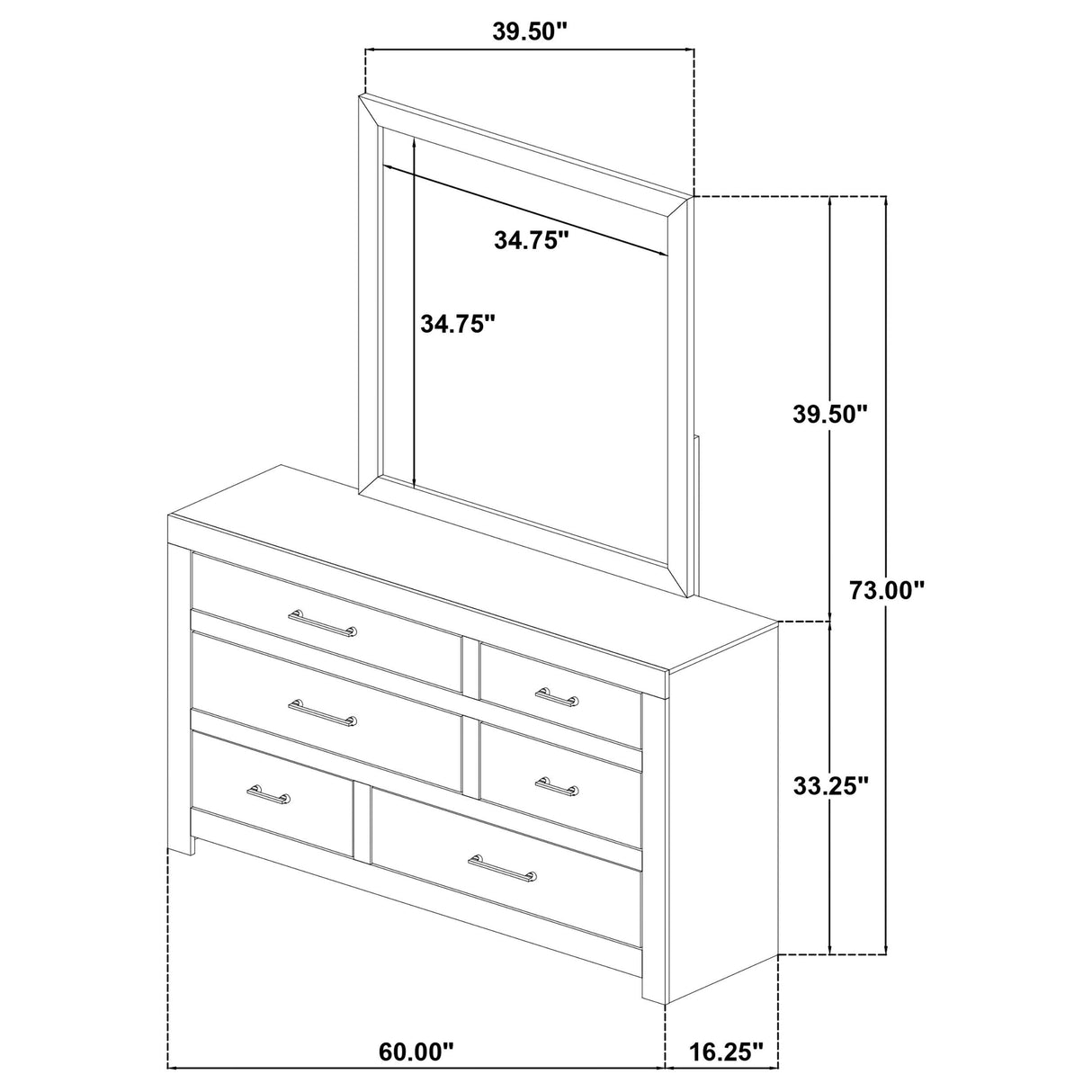  Coaster Furniture Hendricks 222653M 6-drawer Bedroom Dresser and Mirror - Light Oak IMAGE 13