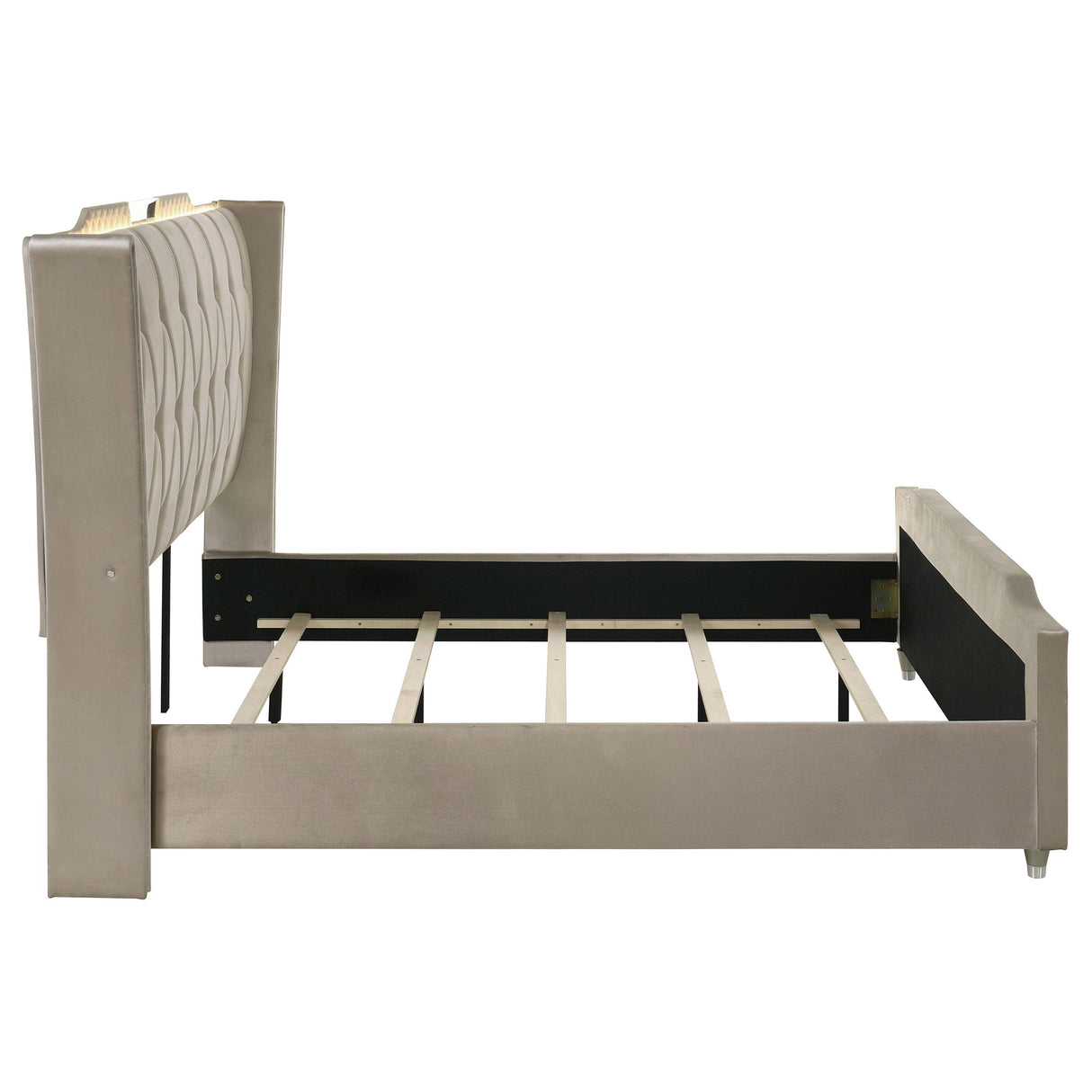  Coaster Furniture Lorient 222661KE Eastern King LED Upholstered Bed - Ivory/Camel IMAGE 5