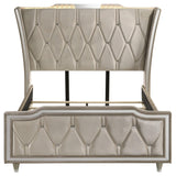  Coaster Furniture Lorient 222661Q Queen LED Upholstered Wingback Bed - Ivory/Camel IMAGE 12
