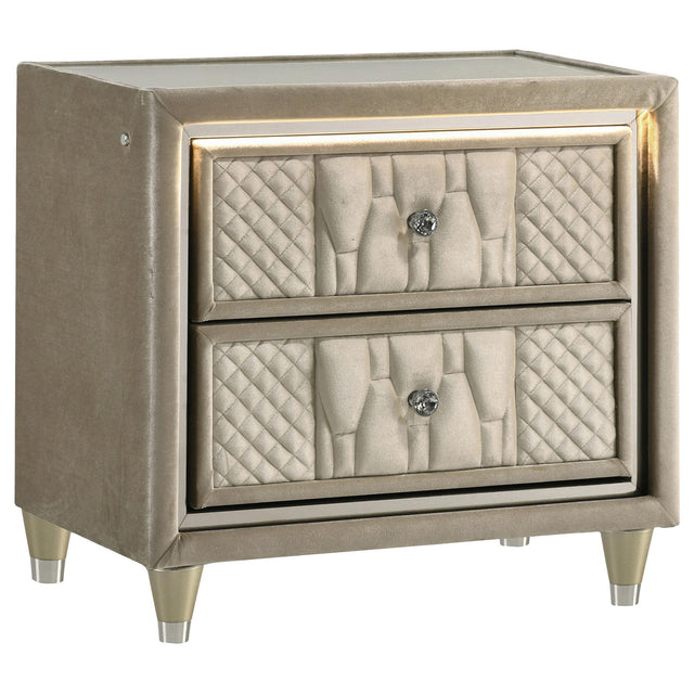  Coaster Furniture Lorient 222662 2-drawer LED Nightstand with USB - Ivory/Camel IMAGE 1