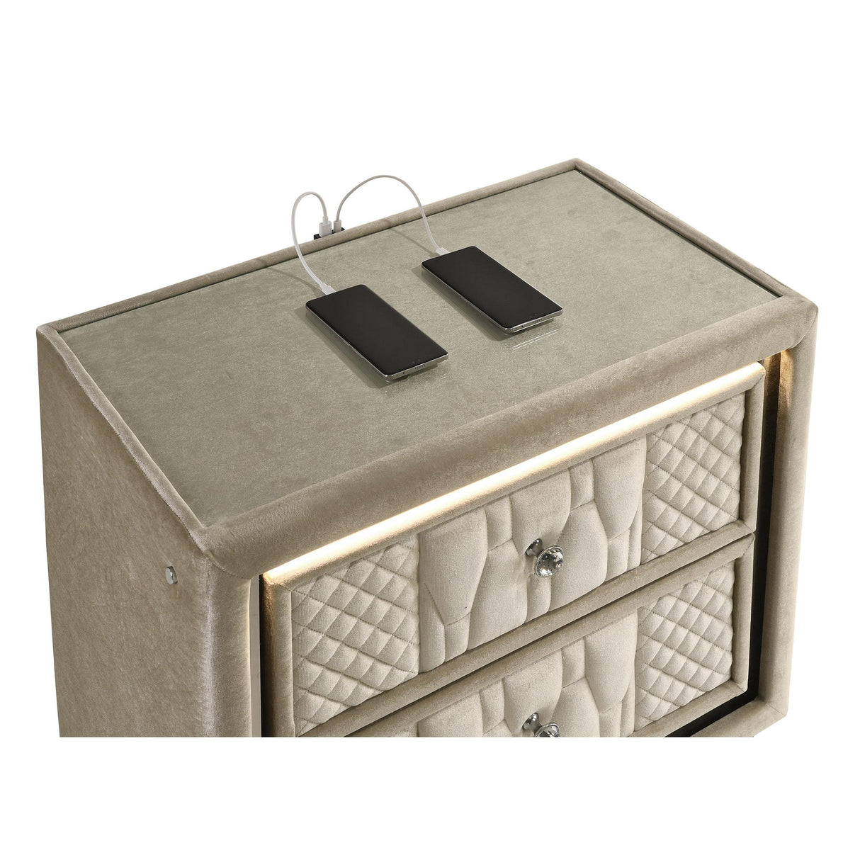  Coaster Furniture Lorient 222662 2-drawer LED Nightstand with USB - Ivory/Camel IMAGE 10
