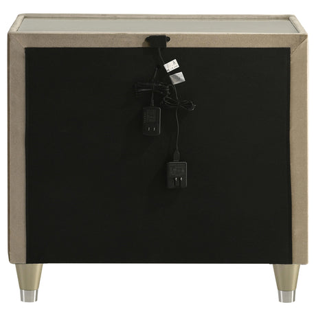  Coaster Furniture Lorient 222662 2-drawer LED Nightstand with USB - Ivory/Camel IMAGE 2