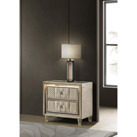  Coaster Furniture Lorient 222662 2-drawer LED Nightstand with USB - Ivory/Camel IMAGE 3
