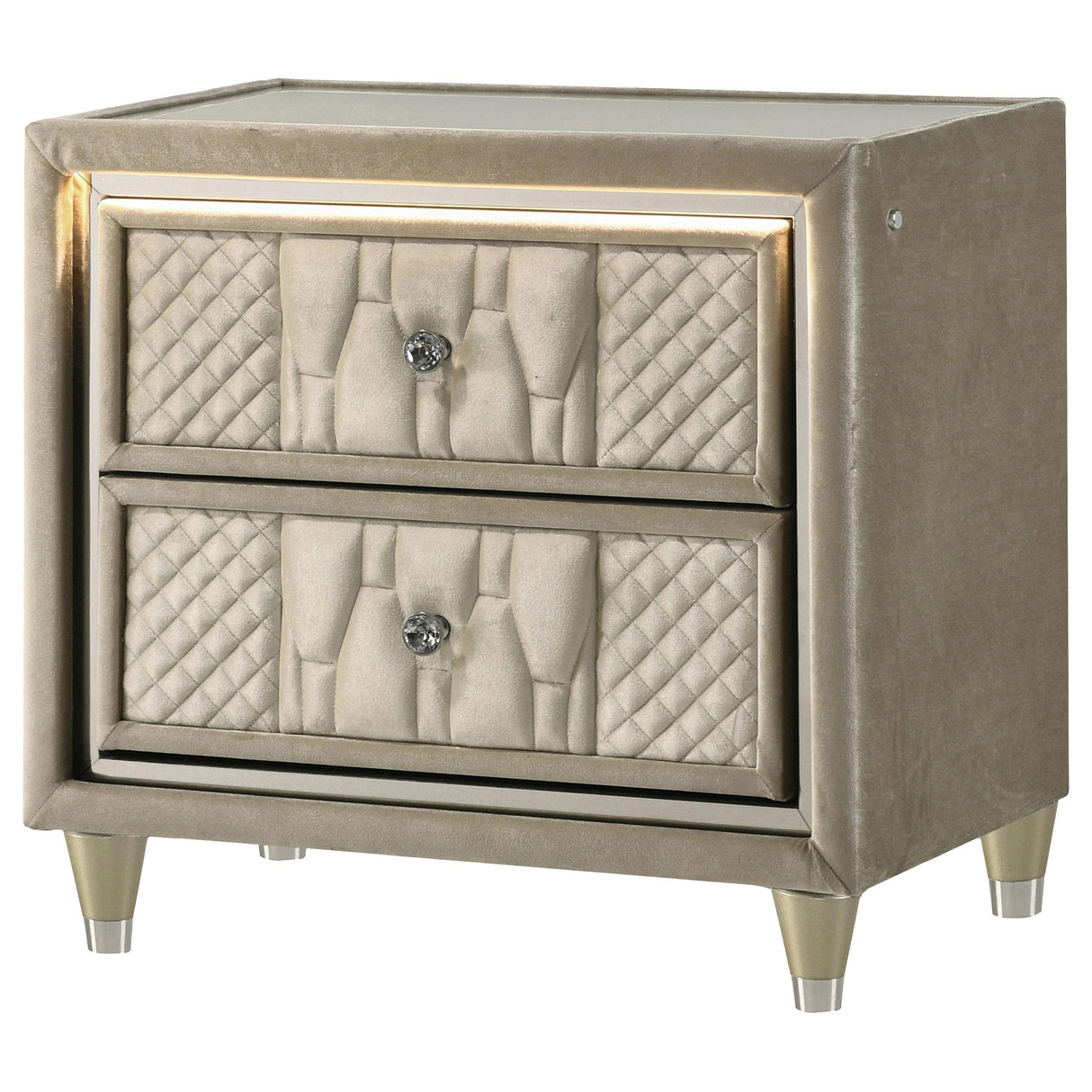  Coaster Furniture Lorient 222662 2-drawer LED Nightstand with USB - Ivory/Camel IMAGE 9