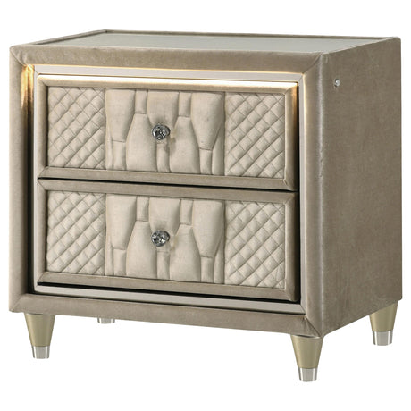  Coaster Furniture Lorient 222662 2-drawer LED Nightstand with USB - Ivory/Camel IMAGE 9