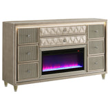  Coaster Furniture Lorient 222663FB 8-drawer LED Bedroom Flame Box Dresser - Ivory Camel IMAGE 1