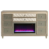  Coaster Furniture Lorient 222663FB 8-drawer LED Bedroom Flame Box Dresser - Ivory Camel IMAGE 13