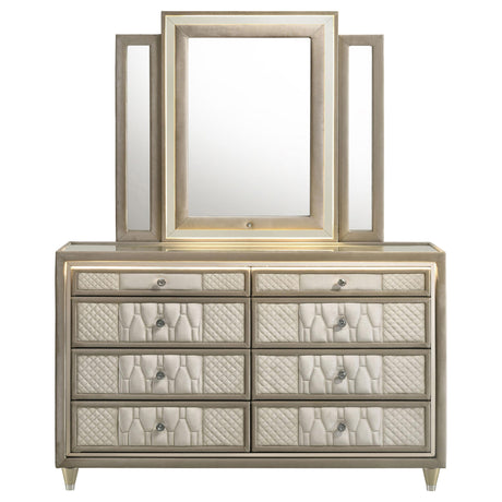  Coaster Furniture Lorient 222663M 8-drawer LED Dresser with Mirror - Ivory/Camel IMAGE 8
