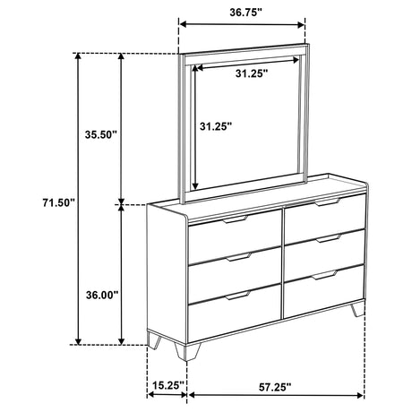  Coaster Furniture Henderson 222973M 6-drawer Bedroom Dresser with Mirror - Medium Oak IMAGE 12