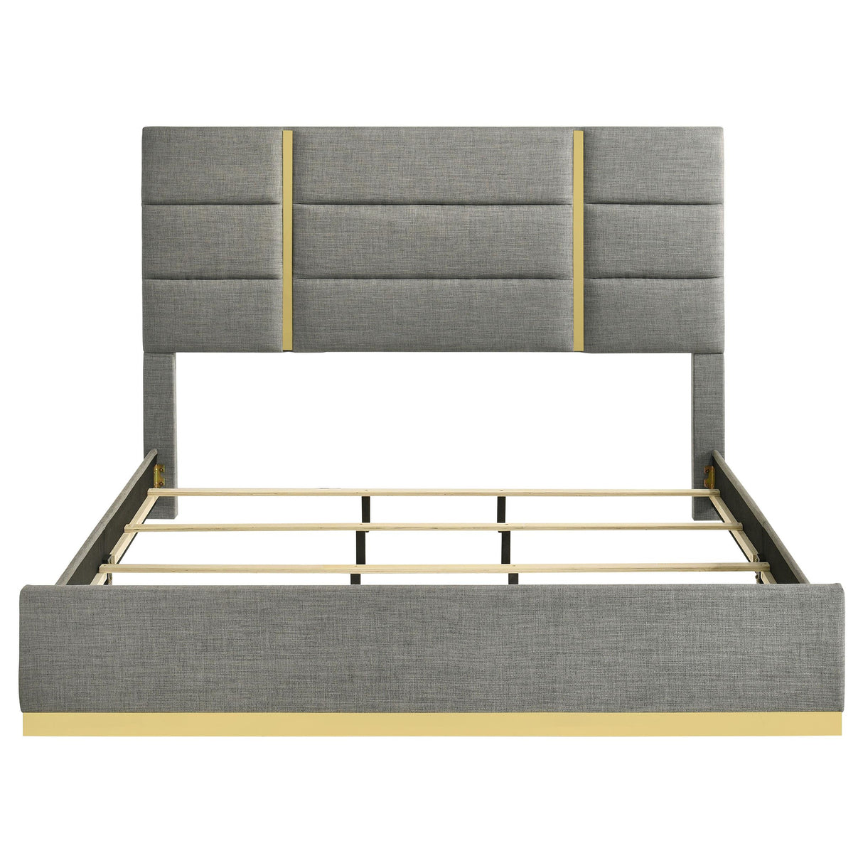  Coaster Furniture Ines 223091GRYKE 56-inch Fabric Upholstered Eastern King Panel Bed - Grey IMAGE 2