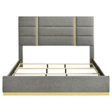  Coaster Furniture Ines 223091GRYKE 56-inch Fabric Upholstered Eastern King Panel Bed - Grey IMAGE 2