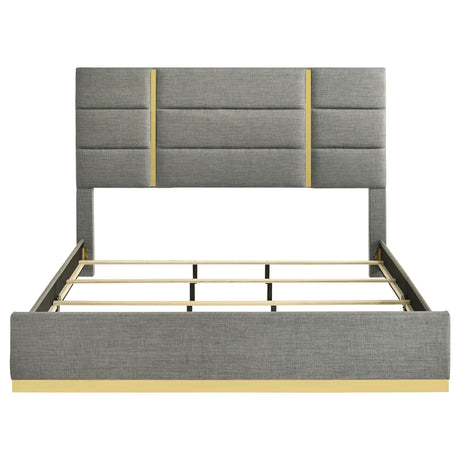  Coaster Furniture Ines 223091GRYKE 56-inch Fabric Upholstered Eastern King Panel Bed - Grey IMAGE 2