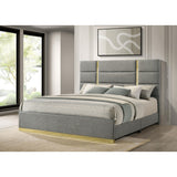  Coaster Furniture Ines 223091GRYKE 56-inch Fabric Upholstered Eastern King Panel Bed - Grey IMAGE 3