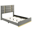  Coaster Furniture Ines 223091GRYQ 56-inch Fabric Upholstered Queen Panel Bed - Grey IMAGE 1