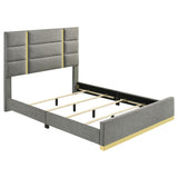  Coaster Furniture Ines 223091GRYQ 56-inch Fabric Upholstered Queen Panel Bed - Grey IMAGE 1